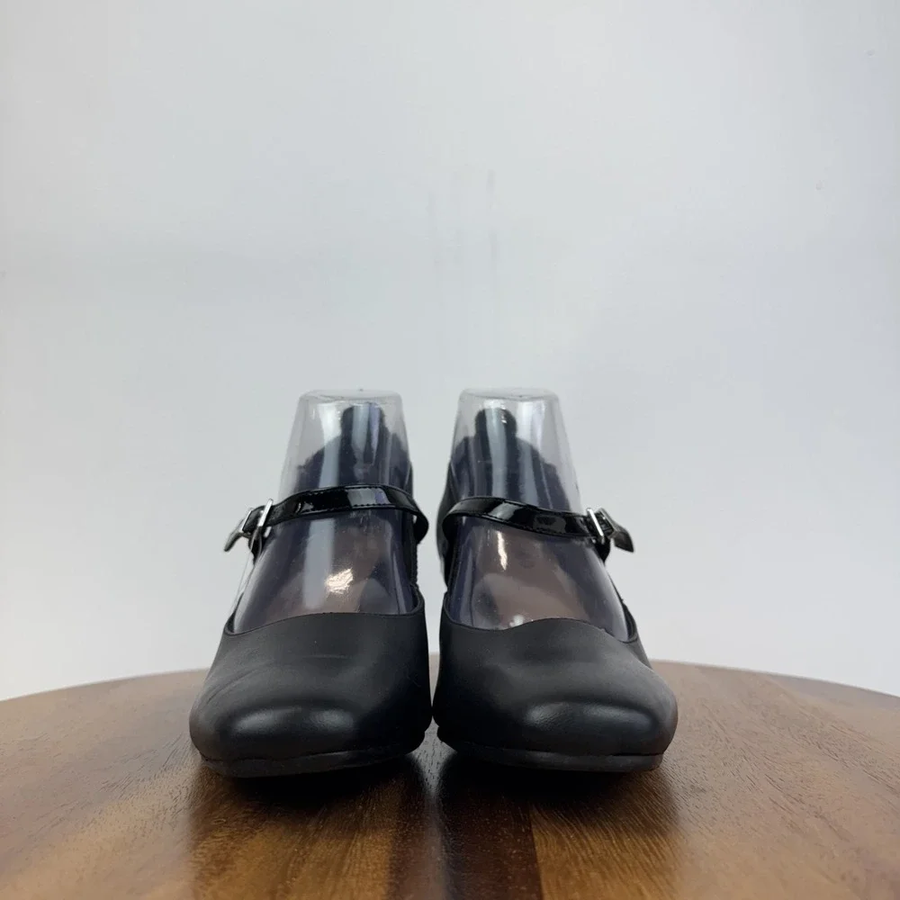 New Womens Blondo Shirley Black Leather Heeled Mary Jane Pumps Size 10 M NWOB - Picture 3 of 9